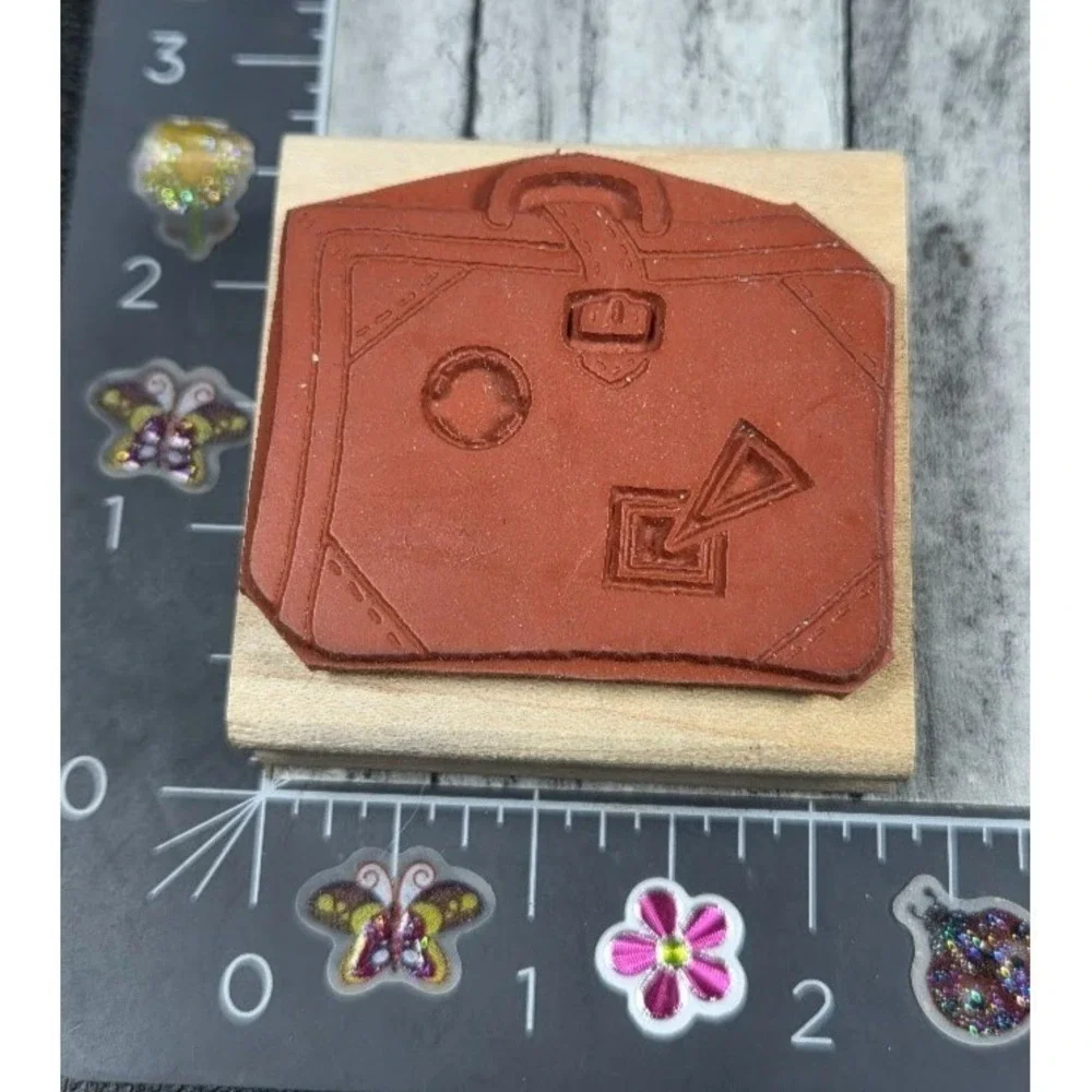 Stampin' Up! Luggage Suitcase Briefcase Silhouette Rubber Stamp Wood #B78